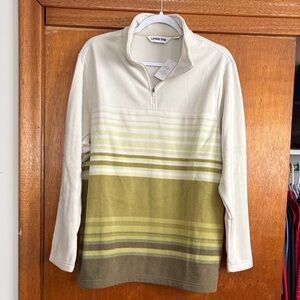 Lands' End Cream to Olive Ombre Quarter-Zip Fleece Pullover
